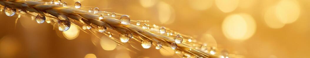 Morning dew glistens on wheat stalks in sunlight photo