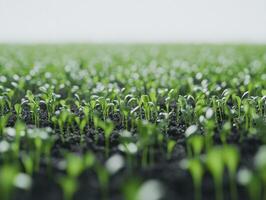 Seedlings growing in a large green field near spring photo