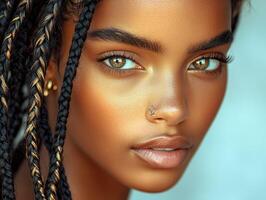 Stunning boho braids highlighted by natural beauty photo