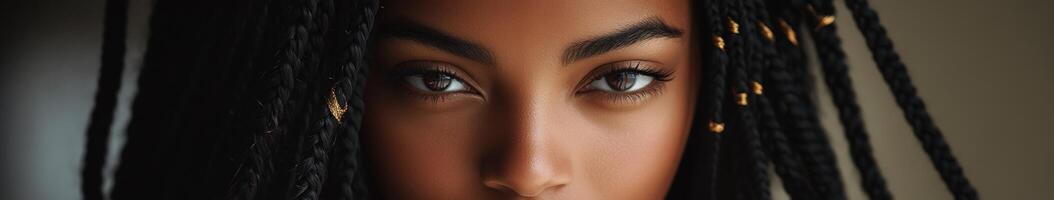 Boho braids enhance natural beauty in close-up style photo