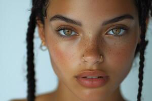 Boho braids with a natural beauty showcasing unique features photo