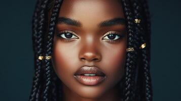 Boho braids in a striking beauty portrait photo
