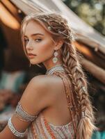 Stylish boho braids for a summer festival look photo
