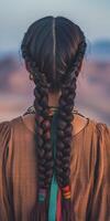 Boho braids create a stylish look in nature backdrop photo
