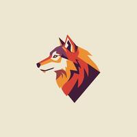 Abstract Geometric Wolf Portrait in Warm Tones on Neutral Background vector