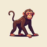 Cartoon Monkey Walking Illustration with Friendly Expression and Playful Vibe vector