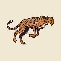 Cheetah Running Silhouette with Spots and Distinct Tail Markings vector