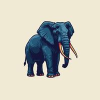 Illustrated Elephant Standing Tall with Detailed Tusks and Striking Design vector