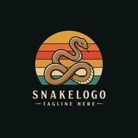 Coiled Snake Illustration on Retro Sunset Background for Design vector