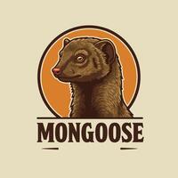 Mongoose Head Profile Animal Illustration with Circular Brown Background vector