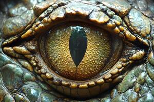 Close-Up of Reptile Eye with Vibrant Scales and Texture for Nature and Wildlife Themes photo