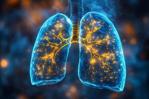 Digital Visualization of Human Lungs with Glowing Network for Medical and Educational Purposes photo
