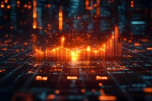 Digital Financial Data Visualization Futuristic Graph and Blockchain Technology photo