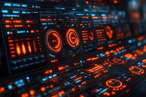 Futuristic Digital Interface with Holographic Data Visualizations for Tech Design photo
