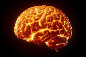 Glowing Brain Concept Illustrating Neural Activity and Innovation Potential photo