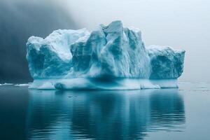Majestic Arctic Iceberg Reflecting in Tranquil Ocean Waters photo