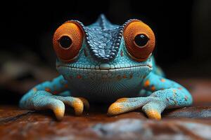 Colorful Frog Portrait Focused on Unique Patterns and Textures photo
