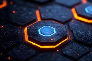 Futuristic Neon Hexagonal Pattern - Technology and Gaming Background Design photo