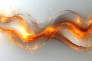 Abstract Flowing Orange Waves with Sparkling Particles - Digital Art for Modern Design photo