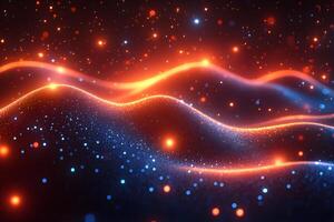 Glowing Abstract Waveforms in a Dynamic Digital Landscape for Creative Design photo