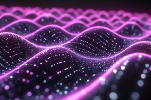 Abstract Neon Wave Pattern with Glowing Particles for Futuristic Design photo