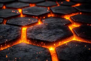 Futuristic Glowing Lava Hexagons - Abstract Design for Backgrounds and Digital Art photo