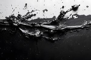 Abstract Black Liquid Splash on Textured Surface for Modern Art and Design photo