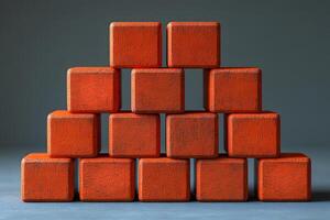 Stacked Red Wooden Blocks - Geometric Design for Education and Play Concepts photo