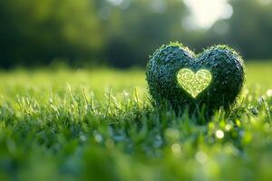 Heart Shaped Topiary with Leafy Texture in Sunlit Garden Setting photo