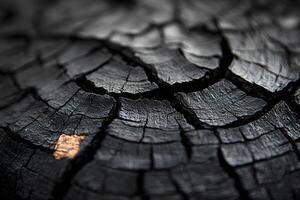 Close-Up of Charred Tree Trunk with Detailed Texture for Background Design photo