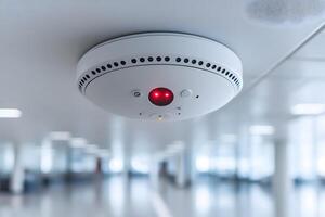 Modern Ceiling-Mounted Security Camera in Office Space for Surveillance photo