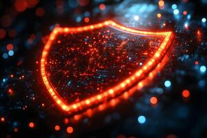 Futuristic Technology with Glowing Digital Shield for Cybersecurity and Data Protection photo