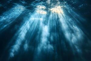 Underwater Sunlight Rays Creating a Magical Aquatic Scene for Nature and Ocean Enthusiasts photo