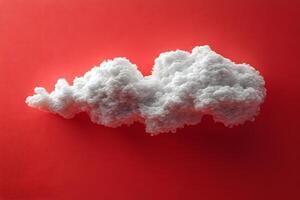 Abstract Fluffy White Cloud on Bold Red Background - Surreal Minimalism Concept for Digital Design photo