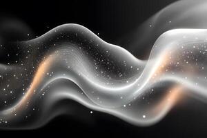 Abstract Wavy Light Trails with Sparkling Particles in Space photo