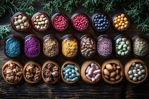 Assorted Natural Supplements and Herbal Capsules for Holistic Health and Wellness Design photo