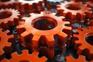 Abstract Industrial Concept with Interlocking Gears in a Mechanical Setup for Engineering and Design Projects photo