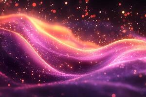 Mystical Abstract Waves of Light in Vibrant Purple and Orange Hues for Digital Art and Design photo