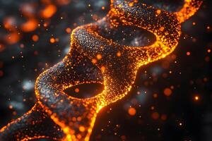 Glowing Abstract DNA Helix with Sparkling Particles in a Futuristic Scientific Design photo