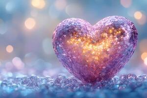 Glittering Heart with Sparkling Lights - Romantic and Festive Decoration Concept photo