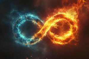 Fiery and Icy Infinity Symbol Representing Duality and Balance for Inspirational Concepts photo