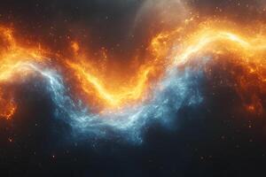 Cosmic Nebula Swirl with Vibrant Orange and Blue Flames for Sci-Fi and Space Fantasy Art photo