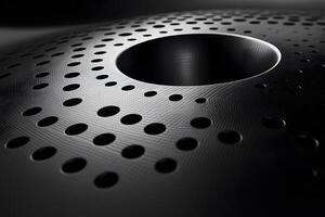 Futuristic Abstract Design with Metallic Surface and Circular Patterns - Ideal for Technology Posters photo
