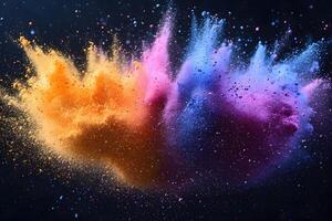 Vibrant Explosion of Colorful Powder in Motion for Creative Design Concepts photo