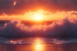 Vibrant Ocean Sunset for Serenity and Relaxation Themes in Design photo
