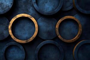 Abstract Art Metallic Rings on Textured Dark Background for Modern Design photo