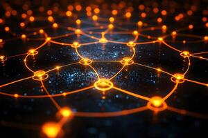 Futuristic Network Connectivity Concept with Glowing Nodes and Data Visualization for Technology Design photo