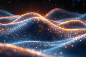 Abstract Glowing Waves and Particles in Cosmic Light for Digital Art and Design photo