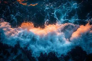 Dynamic Ocean Waves at Sunset for Coastal Design and Print Projects photo