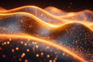 Abstract Glowing Waveform with Golden Particles for Futuristic Design photo